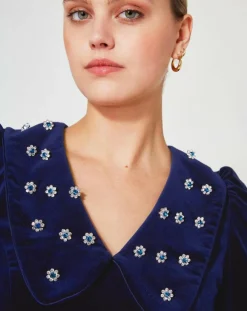 Manoush Robes|Robe courte en Velours Princesse encre