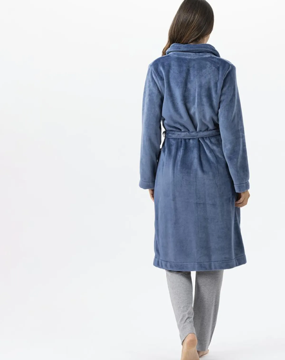 Le Chat Lingerie, Nuit|Robe de chambre en peluche flanelle Essentiel prusse