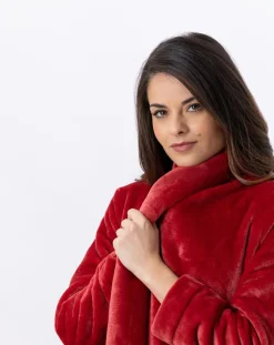 Le Chat Lingerie, Nuit|Robe de chambre en peluche flanelle Essentiel tomette