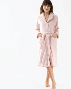 Le Chat Lingerie, Nuit|Robe de chambre en peluche flanelle Essentiel bois de rose