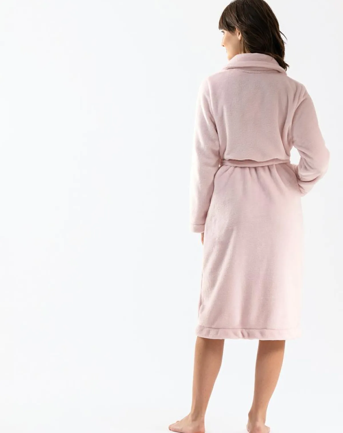 Le Chat Lingerie, Nuit|Robe de chambre en peluche flanelle Essentiel bois de rose