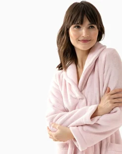 Le Chat Lingerie, Nuit|Robe de chambre en peluche flanelle Essentiel bois de rose