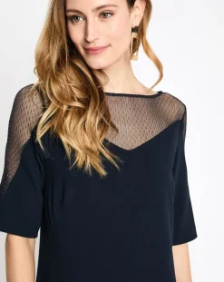 Esprit Robes|Robe de céremonie v lurex bi matière bleu marine