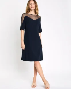 Esprit Robes|Robe de céremonie v lurex bi matière bleu marine