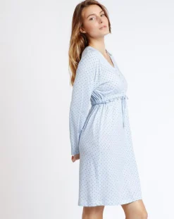 Mr Wonderful Lingerie, Nuit|Robe de nuit Stripes & Dots bleu ciel