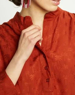 Harris Wilson Robes|Robe Dina imprimée palmiers paprika
