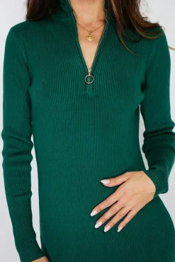 Assuili Robes|Robe en Cachemire mélangé Eliane vert amazone