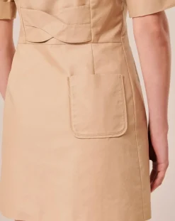 Tara Jarmon Robes|Robe en coton beige