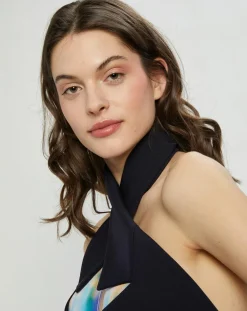 Nina ricci Robes|Robe en Crepon Wrap imprimée bleue