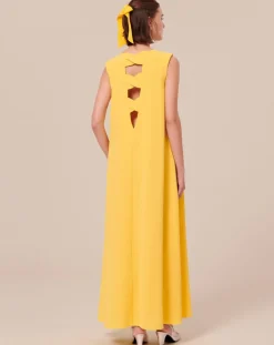 Tara Jarmon Robes|Robe en crêpe jaune
