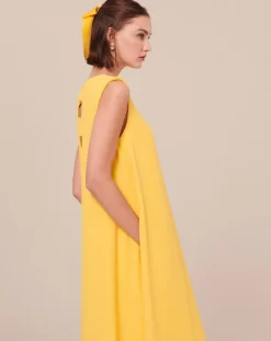 Tara Jarmon Robes|Robe en crêpe jaune