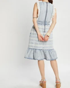 Manoush Robes|Robe en jean Neige bleu clair délavé