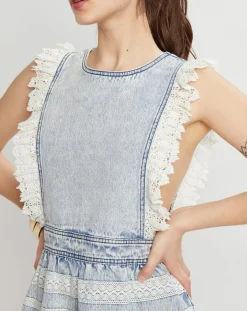 Manoush Robes|Robe en jean Neige bleu clair délavé