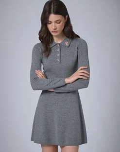 Manoush Robes|Robe en Laine mélangée BCBG grise