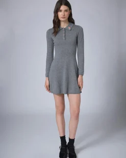 Manoush Robes|Robe en Laine mélangée BCBG grise