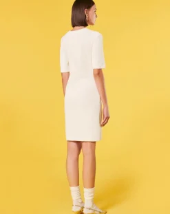 Tara Jarmon Robes|Robe en Laine mélangée irisée ecrue