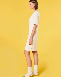 Tara Jarmon Robes|Robe en Laine mélangée irisée ecrue