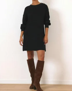 Garance Paris Robes|Robe en Laine mélangée Tiphaine noire
