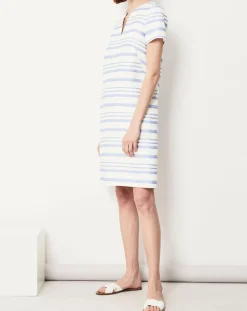 Paule Ka Robes|Robe en Lin mélangé Nina blanc/lavande