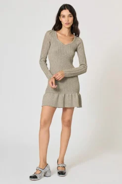 Manoush Robes|Robe en maille Starlette argentée