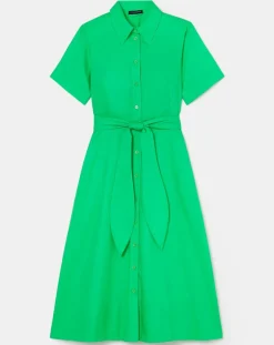 Tara Jarmon Robes|Robe en popeline verte