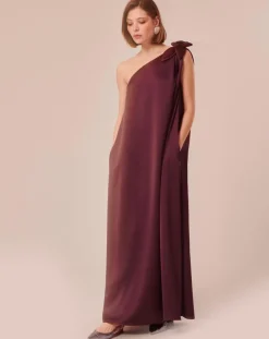 Tara Jarmon Robes|Robe en satin fluide chocolat