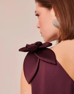 Tara Jarmon Robes|Robe en satin fluide chocolat