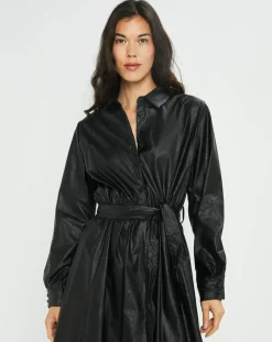 Lauren Vidal Robes|Robe en simili Ivana noire