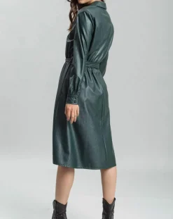 Lauren Vidal Robes|Robe en simili Ivana verte
