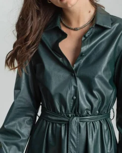 Lauren Vidal Robes|Robe en simili Ivana verte