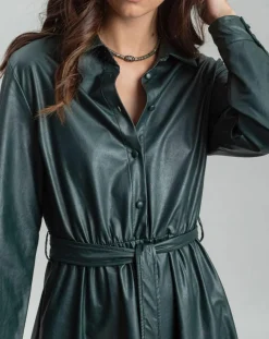 Lauren Vidal Robes|Robe en simili Ivana verte