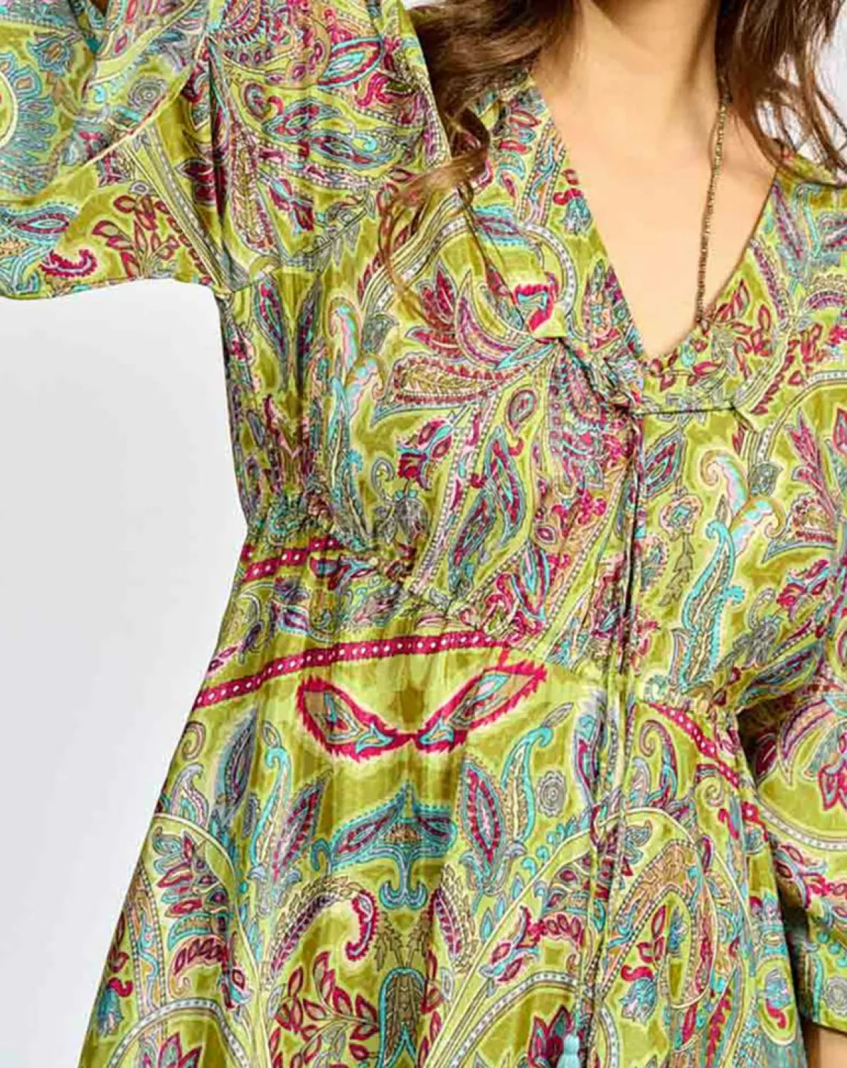 Lauren Vidal Robes|Robe en Soie mélangée Kylan vert/multicolore