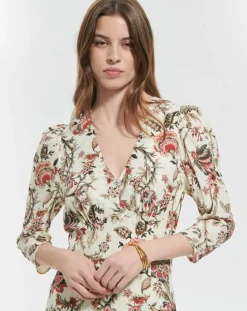 Zapa Robes|Robe en Soie mélangée Roanita imprimée