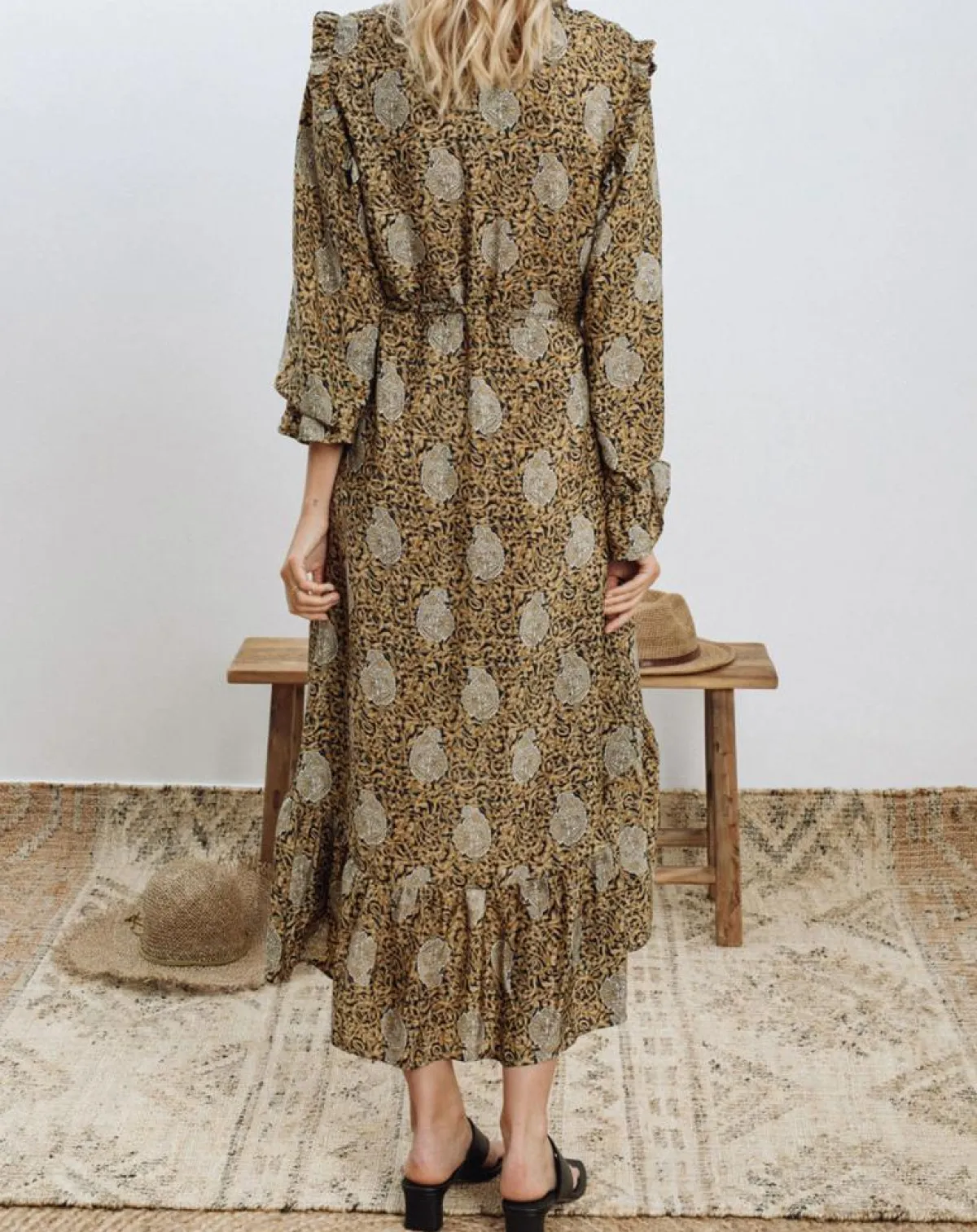 Lauren Vidal Robes|Robe en Soie mélangée Sasha dorée