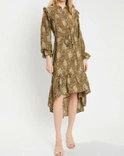 Lauren Vidal Robes|Robe en Soie mélangée Sasha dorée