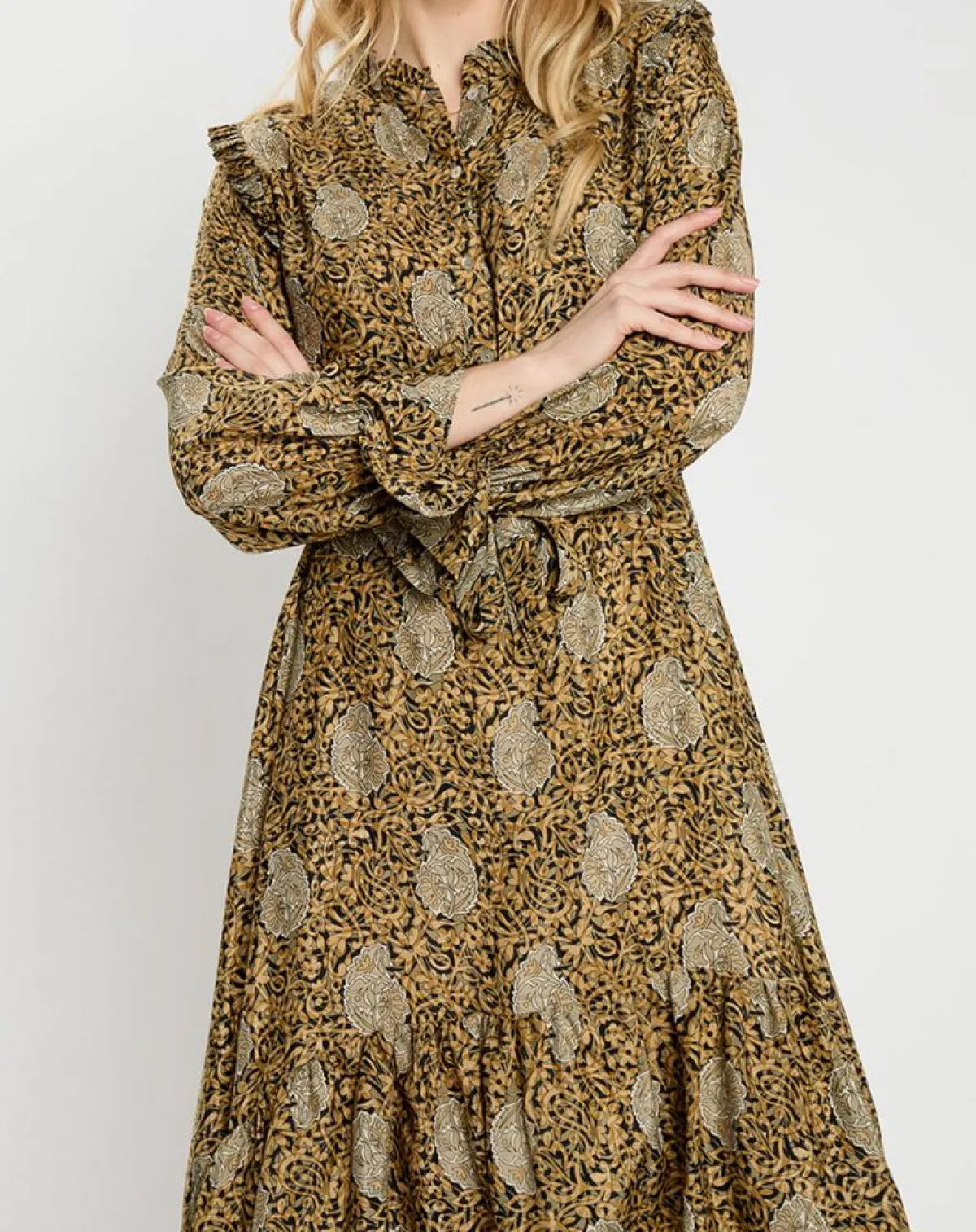 Lauren Vidal Robes|Robe en Soie mélangée Sasha dorée