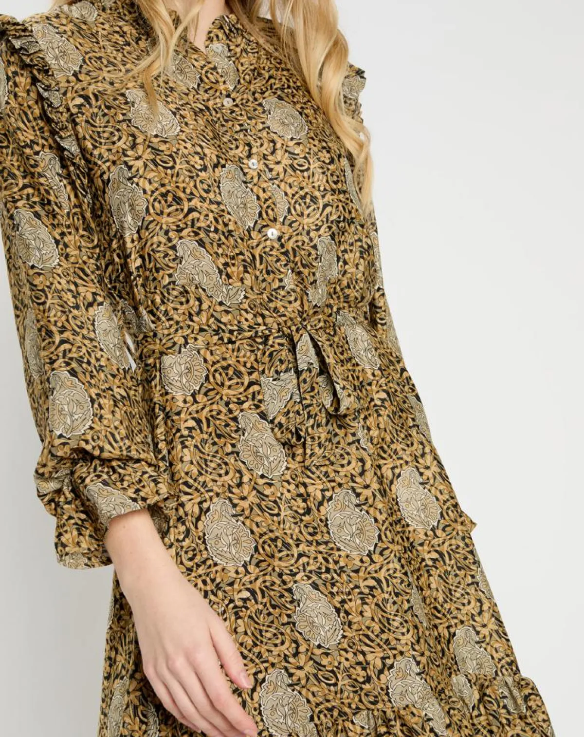 Lauren Vidal Robes|Robe en Soie mélangée Sasha dorée