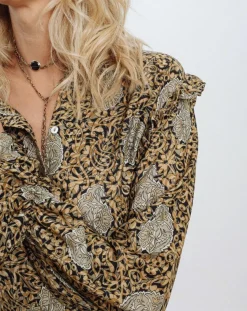 Lauren Vidal Robes|Robe en Soie mélangée Sasha dorée