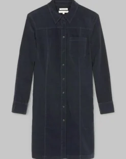 Marc O'Polo Robes|Robe en Velours côtelé bleu marine