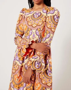 Manoush Robes|Robe en Velours côtelé Fall imprimée violet/multicolore
