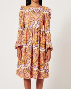 Manoush Robes|Robe en Velours côtelé Fall imprimée violet/multicolore