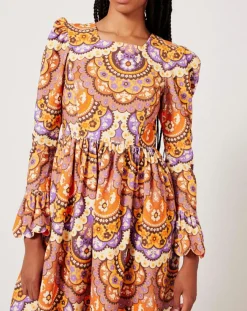 Manoush Robes|Robe en Velours côtelé Fall imprimée violet/multicolore