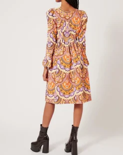 Manoush Robes|Robe en Velours côtelé Fall imprimée violet/multicolore