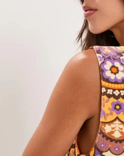 Manoush Robes|Robe en Velours côtelé Fall imprimée violet/multicolore