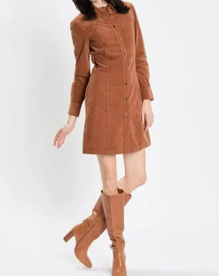 Marc O'Polo Robes|Robe en Velours côtelé marron