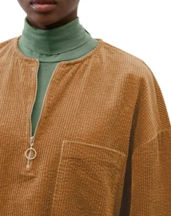 Marc O'Polo Robes|Robe en Velours côtelé zip poche marron