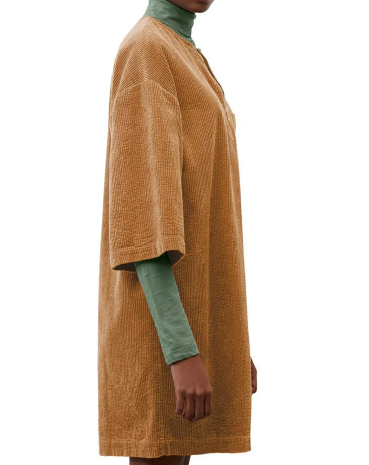 Marc O'Polo Robes|Robe en Velours côtelé zip poche marron