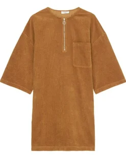 Marc O'Polo Robes|Robe en Velours côtelé zip poche marron