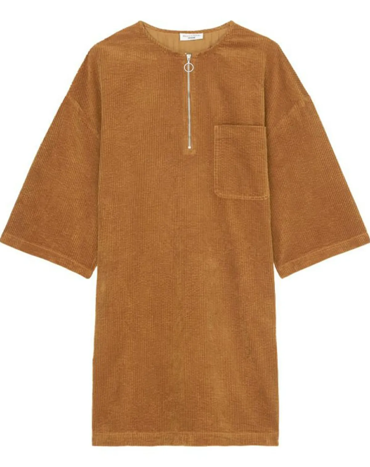 Marc O'Polo Robes|Robe en Velours côtelé zip poche marron