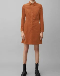 Marc O'Polo Robes|Robe en Velours Milleraies marron